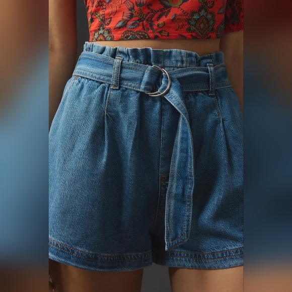 Pilcro Pants - Anthropologie PILCRO Pull On Denim Shorts with Belt And Pockets Size MEDIUM